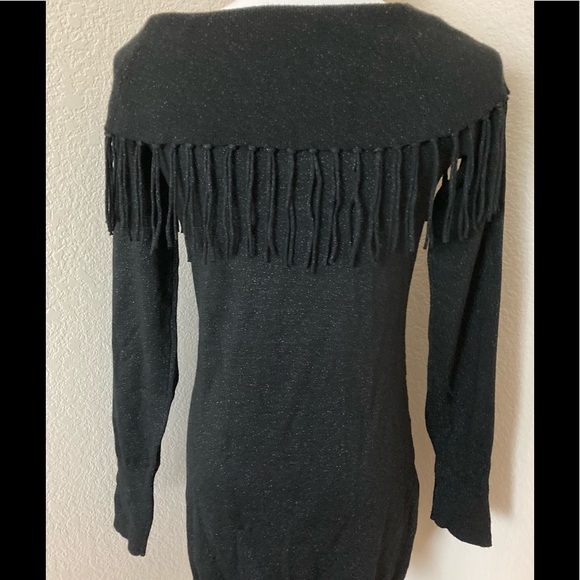 Tunic sweater black metallic sweater White House BM On Off shoulder fringed look - Picture 12 of 16
